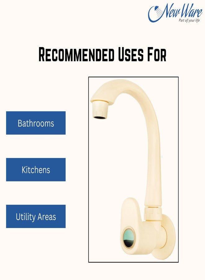 NEW WARE صنبور حوض جديد من مادة PVC مع شفة جدارية | صنبور بلاستيكي للمطبخ والحمام والحديقة والاستخدام الخارجي - Image 5